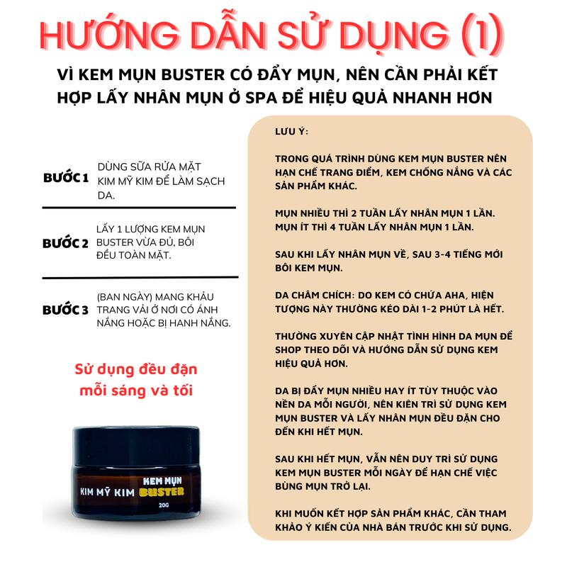 Product Introduction of KEM MỤN BUSTER 20G - Kim Mỹ Kim - Kem Hỗ Trợ Da Mụn - Net 20g Chăm Sóc Da Skincare Làm Đẹp Da Nữ Dưỡng Ẩm Da 11
