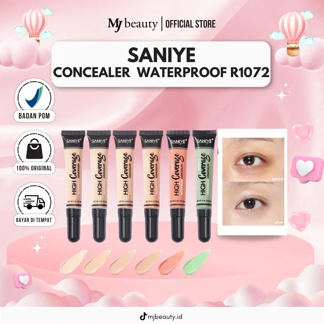 ✨MJ 100% ORI✨ SANIYE [BPOM] Concealer Waterproof Wajah Full Coverage Color Corrector Merah Concealer Hijau dan Merah