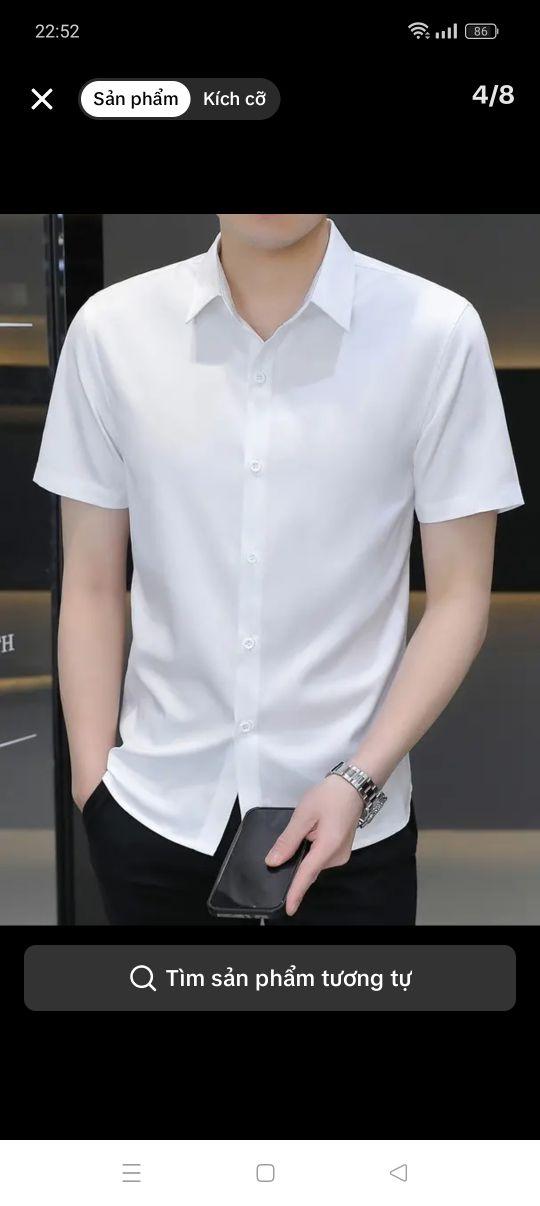 Product Introduction of Áo sơ mi nam tay ngắn,chất liệu lụa thái form body mềm mịn mát Menswear Shirt Có Cổ 27