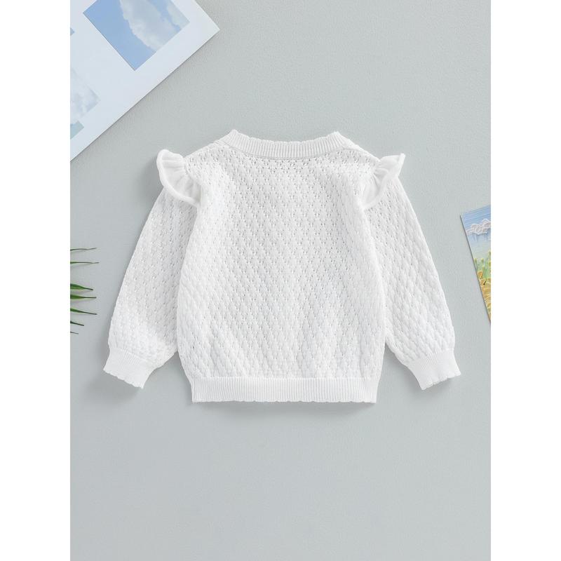 Baby Girls Knit Sweater, Long Sleeve Button-down Toddler Cardigan Fall Winter Clothes for Casual Daily 3
