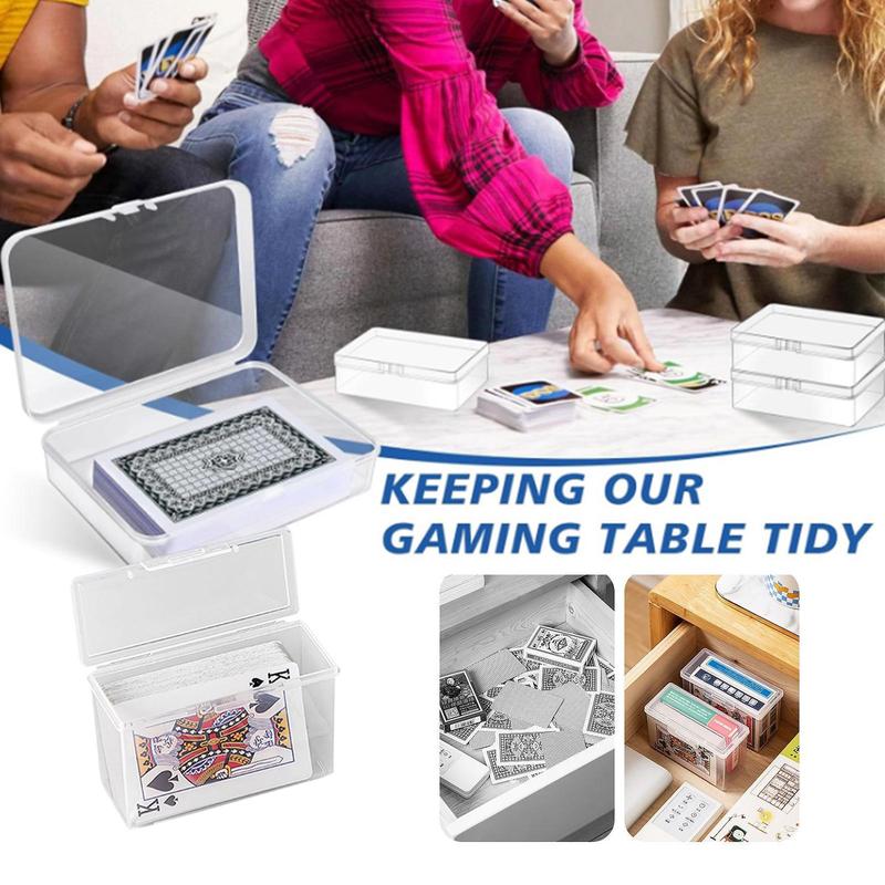 Product Introduction of Transparent Card Box, 1 Count Poker Card Storage Box, Desktop Card Organizer, Office Stationery & Supplies, Desk Organizer for Home Office 7