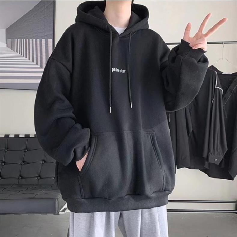 Áo Khoác Hoodie Nỉ In Chữ  Form Rộng Unisex cả nam và nữ Màu đen màu xám Top Menswear Dài Tay Tay Dài