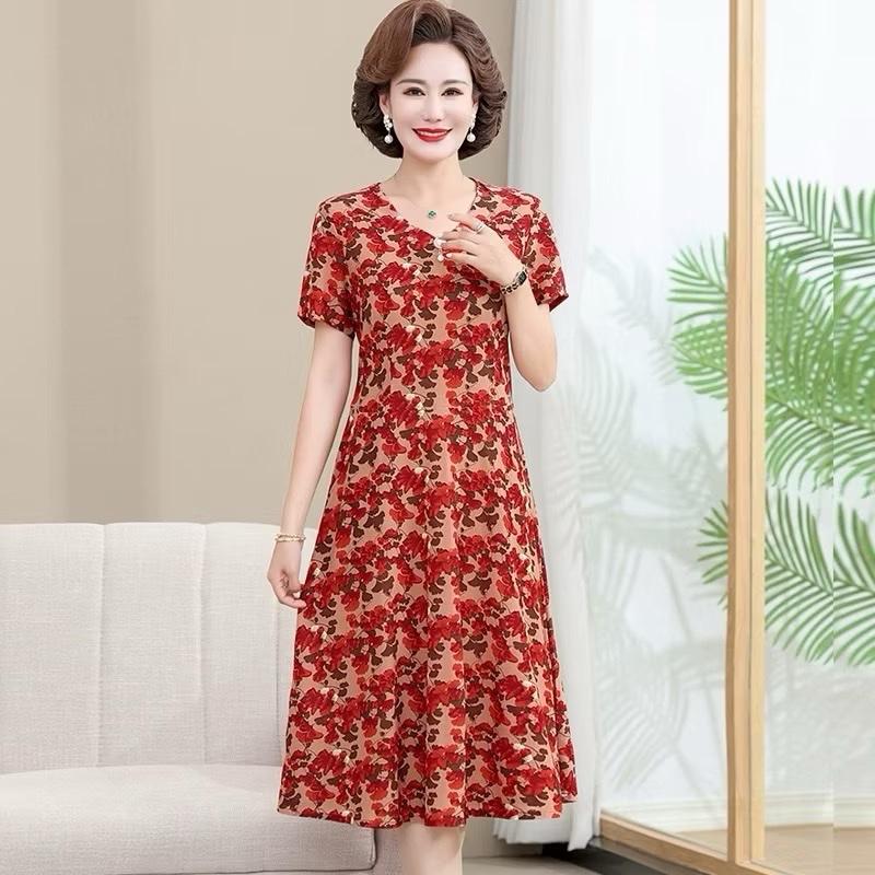 Product Introduction of Đầm trung niên AD1040, váy trung niên cho mẹ dự tiệc cao cấp chất vải  thun lạnh 3D đẹp nhẹ, mịn mát co giãn 4 chiều 11