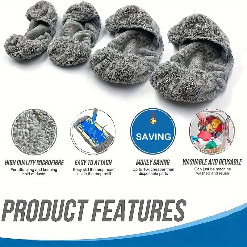 Reusable Mop Replacement Pad without Mop, 4 Counts Flat Floor Mop Replacement Cloth, Washable & Durable Replacement Mop Cloth,household Cleaning Supplies 6