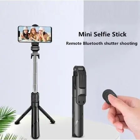 Tongsis 3 in 1 Bluetooth Tripod Selfie Stick Remote Bluetooth 70cm - Putih TERMURAH Handphone Hitam Lampu 1