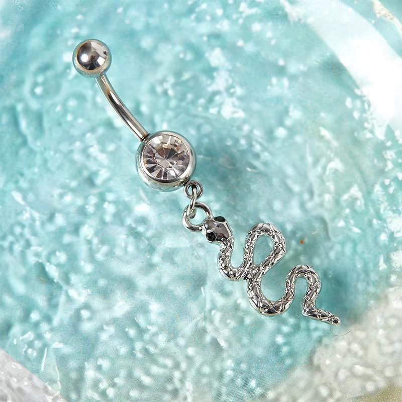 Product Introduction of Khuyên Rốn, Thiết Kế Hình Rắn Độc Đáo, Zircon Dát Đá Nhỏ, Chất Liệu Thép Không Gỉ, Phong Cách Đơn Giản, Trang Sức Xỏ Lỗ Rốn 6