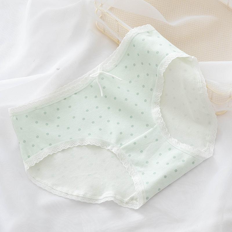 Little Fresh Dot Print Milk Shake Green Girl Underpants 2