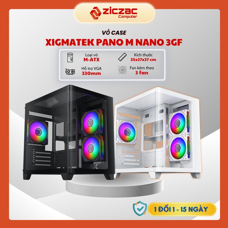 Vỏ case máy tính Xigmatek Pano M Nano 3GF kính cong sẵn 3 fan led - Chính hãng