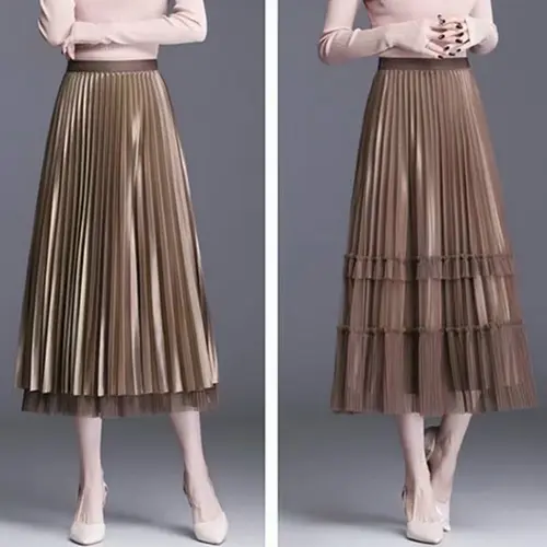Chân váy xếp ly dáng dài 2 lớp, chân váy von tầng mặc được 2 kiểu