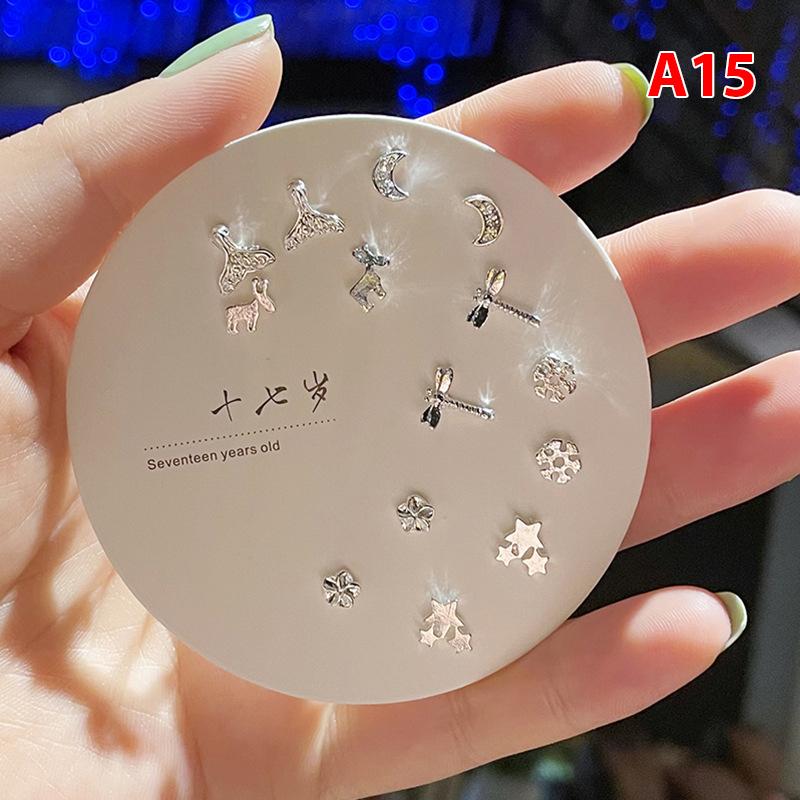 Product Introduction of Bộ Bông Tai Nữ Họa Tiết Nhỏ Thời Trang Hàn Quốc, 7 Đôi, Nhiều Đôi Bông Tai Đinh tán Hình Bướm Dễ Thương Hoa Hoa Tai Women Khuyên Tai 28