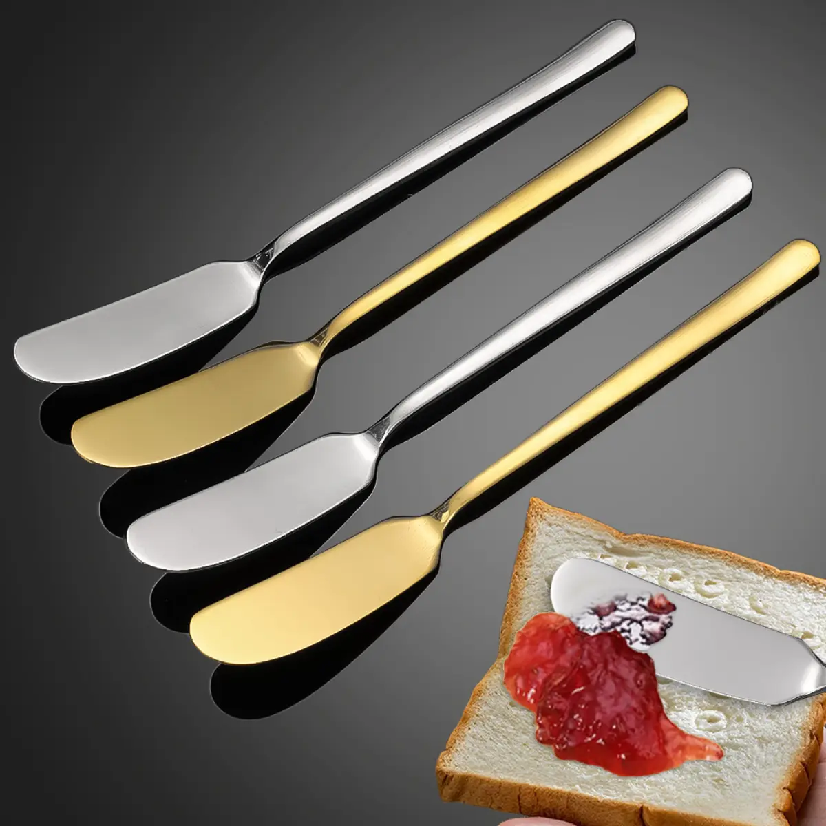 1Pc Stainless Steel Butter Scraper Bread Jam Cheese Cream Spreader Spoon Portable Household Kitchen Tablewares