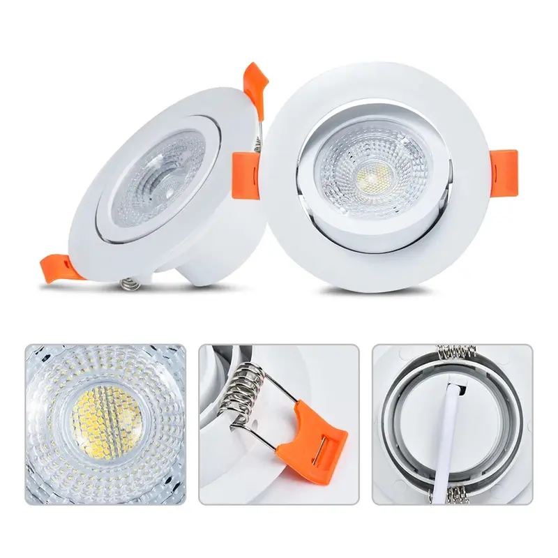 Lampu Downlight Spot COB Led Sorot 5 Watt Hologen 220V Hias Plafon Lukisan Tembok tidur 5w Hias Kamar Rumah Hotel gerak Kuning Putih Neon 2