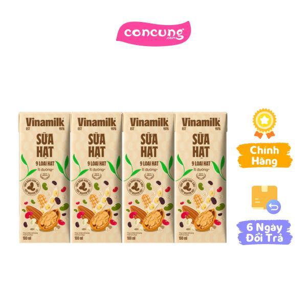 Sữa hạt 9 loại hạt Vinamilk ít dường 180ml lốc 4 hộp