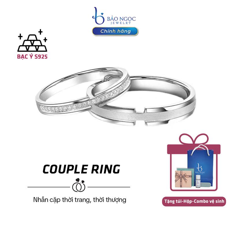  Nhẫn Bạc S925 Quà Tặng Valentine Ý Nghĩa Cho Cặp Đôi Nam Nữ Couple Ring Mạ Bạch Kim - ND2986  Bảo Ngọc Jewelry  