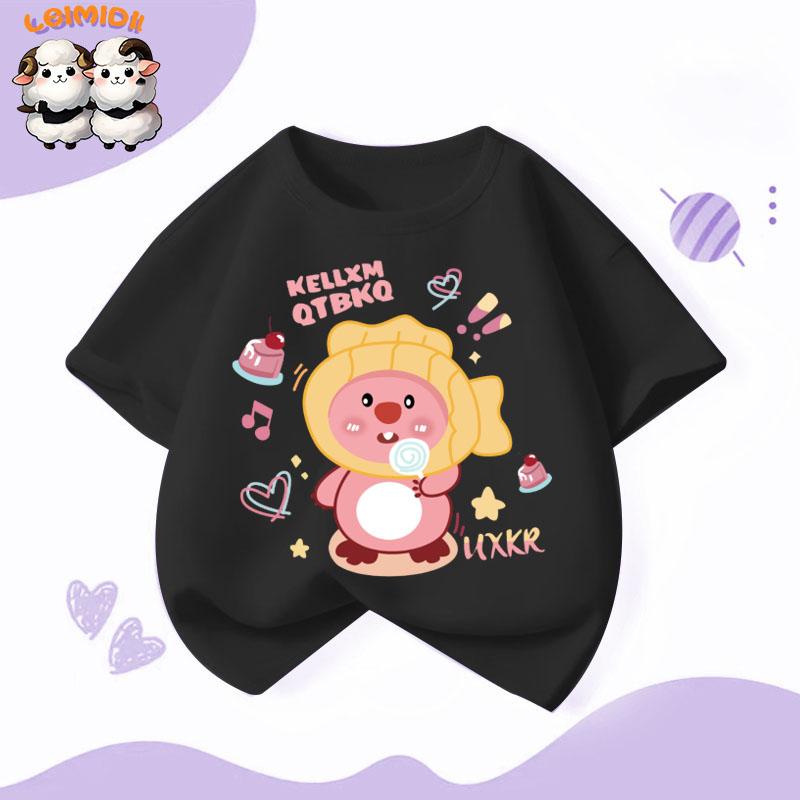 Áo Thun Bé Gái, Tay Ngắn, In Hình Hoạt Hình Loopy Mùa Hè, Thời Trang Instagram, Dáng Rộng Vừa Vặn, Dễ Phối Đồ, Áo Trẻ Em, Thời Trang 4