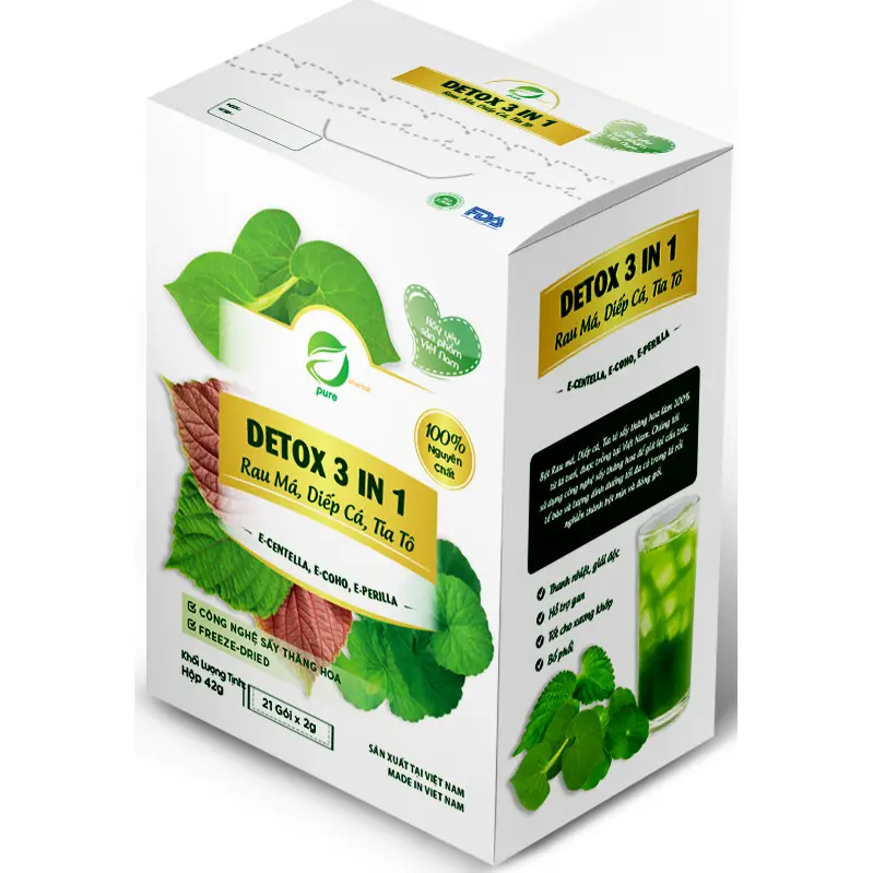 [COMBO 1 TẶNG 1] Bột Detox Rau Má Diếp Cá Tía Tô EHERBAL (2 hộp 42 gói)