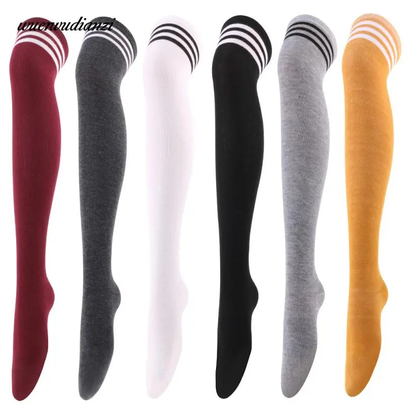 Girls Ladies Over The Knee Thigh High Long Socks Women Overknee Long Boot Socks Thigh High Socks Women's Striped Thigh-high Socks