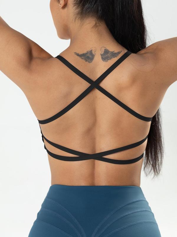 Sporty Women's  Criss Cross Back Sports Bra, Comfy Workout Clothes, Comfort Sports Lingerie Top, Clothing for Outdoor Wear, Womenswear for 2024 Spring Summer Valentine's Day 8