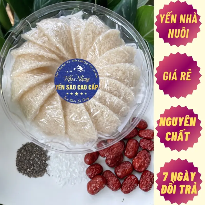 Yến Vụn Xơ Mướp Đắp Tổ Tinh Chế Nguyên Chất 100% Yến Sào Khoa Nhung Không Pha Trộn Đường Tạp Chất, Không Tẩy Trắng Food Thức Ăn Chè Sen yến sào hữu cơ 0