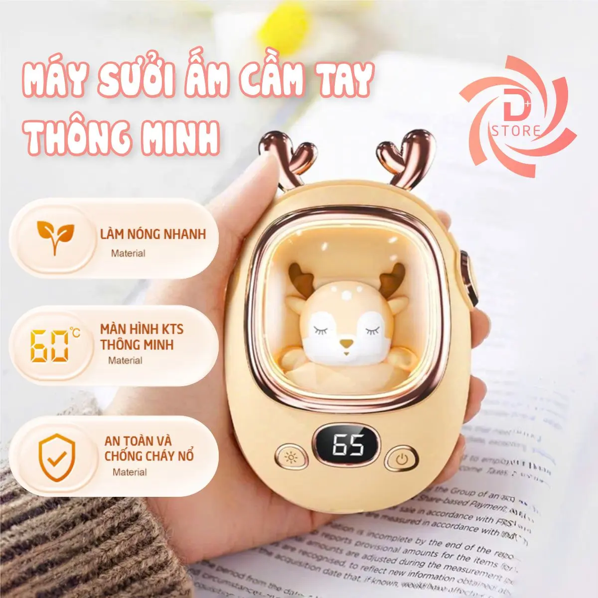 Máy sưởi ấm mini cầm tay kiêm sạc dự phòng đèn ngủ mini HAND WARMER hot 2024 (quà tặng dễ thương)