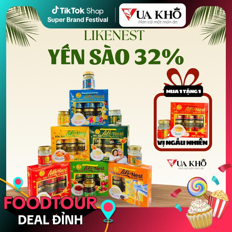 Nước Yến sào Likenest 32% (Mua 1 lốc 6 hủ tặng 1 lốc 6 hủ) - NƯỚC giải khát - ĐỒ ĂN VẶT SNACKS Food Yến chưng, tổ yến, ood Tea Nước Trà Chè Trà