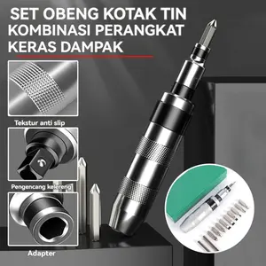 Set Obeng Ketok 13 Pcs + Set Obeng Getok Putar 13 Pcs + Alat Gantung Baterai Impact Screwdriver + Mata Bor Drill Bit Baja & Anti Karat - Alat Teknik Profesional untuk Bengkel & Industri, Kualitas Terbaik