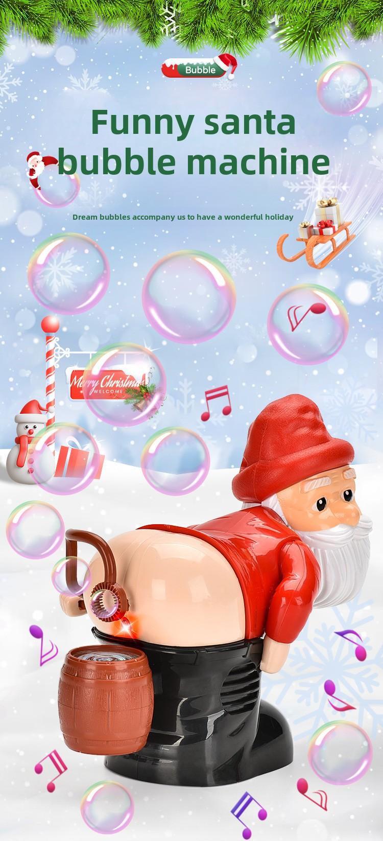 Product Introduction of Santa Claus Bubble Machine Funny Fart Machine with Light Music Bubble Mixture Bubble Machine 0