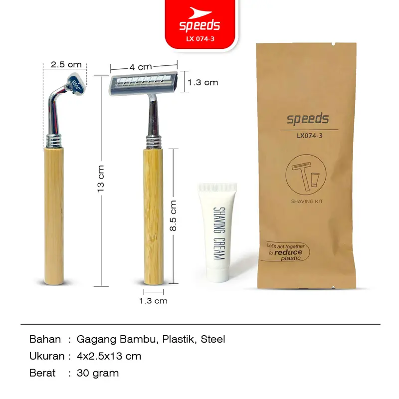 SPEEDS Shaving Kit Hotel 3 Mata Pisau Cukur Shaving Praktis Jenggot Kumis Cream Alat Cukur 074-3 1