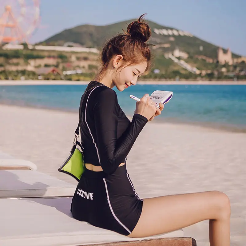 Bikini Đồ bơi đi biển kín đáo cho nữ dài tay và cộc tay mặc ôm co giãn thoải mái 2101 2201 k5T4-2 2