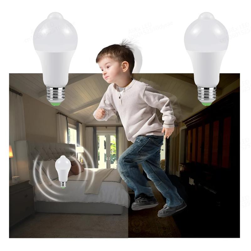 Product Introduction of E27 PIR Motion Sensor Lamp 12W 9W 7W LED Bulb with Motion Sensor Infrared Radiation Motion Detector Security Light 220V 15