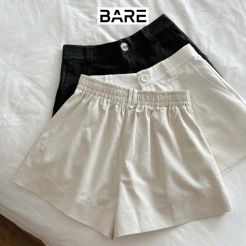 Product Introduction of BARE_Quần Đùi Lưng Cao Ống Rộng Bo Chun Sau Chất Linen Phong Cách Nhẹ Nhàng Nữ Tính_Q095 Women Pants 14