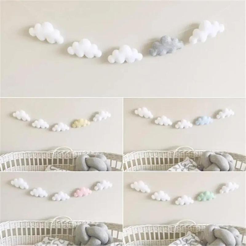Product Introduction of Felt Cloud Garland String Wall Hanging Ornaments Nordic Baby Bed Curtain Hanging Decoration Kids Room Tents Pendant Decor INS Gift Light Door Hangable 8