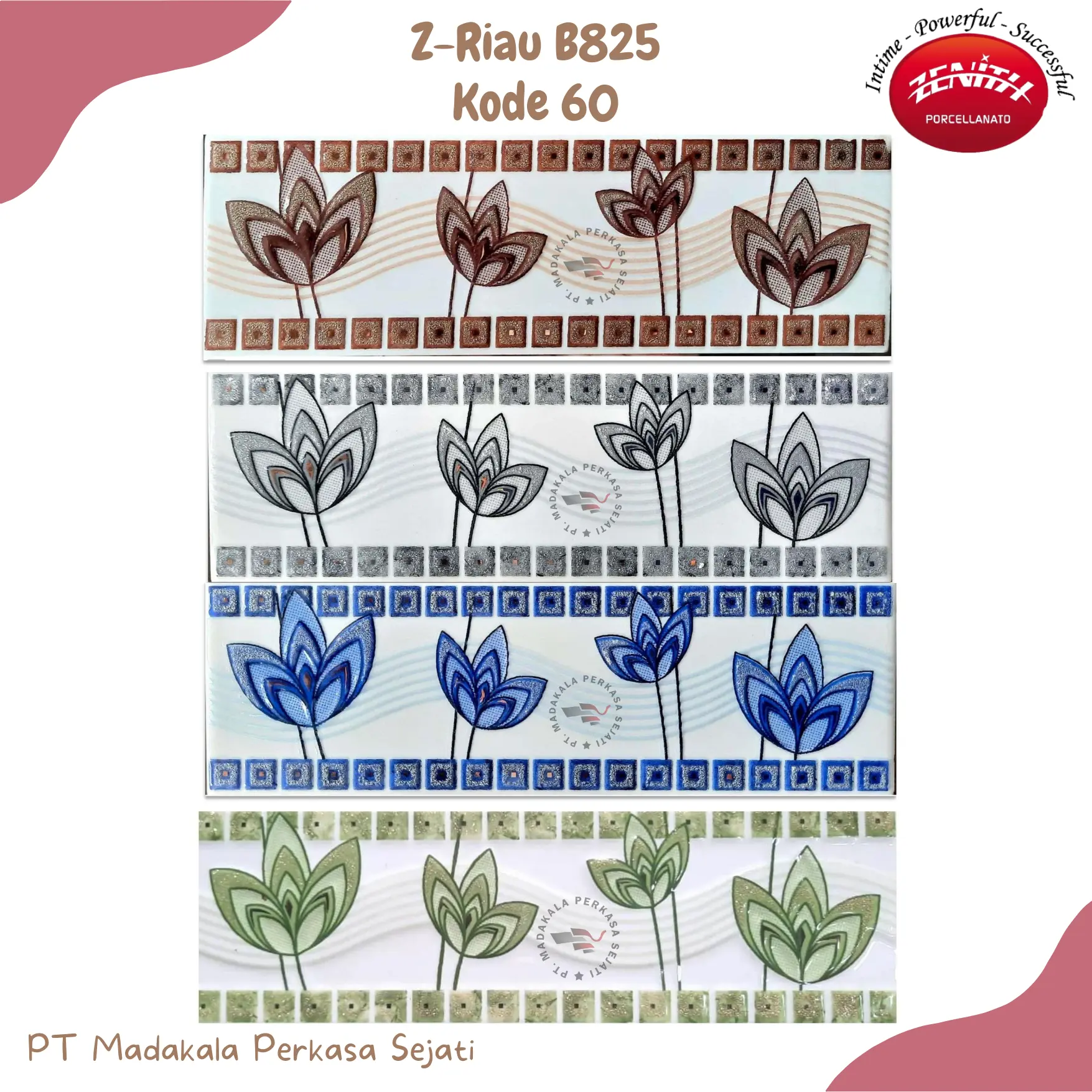 Keramik Dinding List Glitter Ukuran 8x25cm (Z-Riau B825/60) Kamar