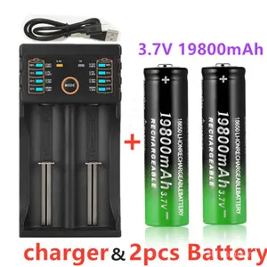 Baterai lithium GTF 18650 untuk senter, baterai isi ulang 18650 3.7V 19800mAh untuk senter USB