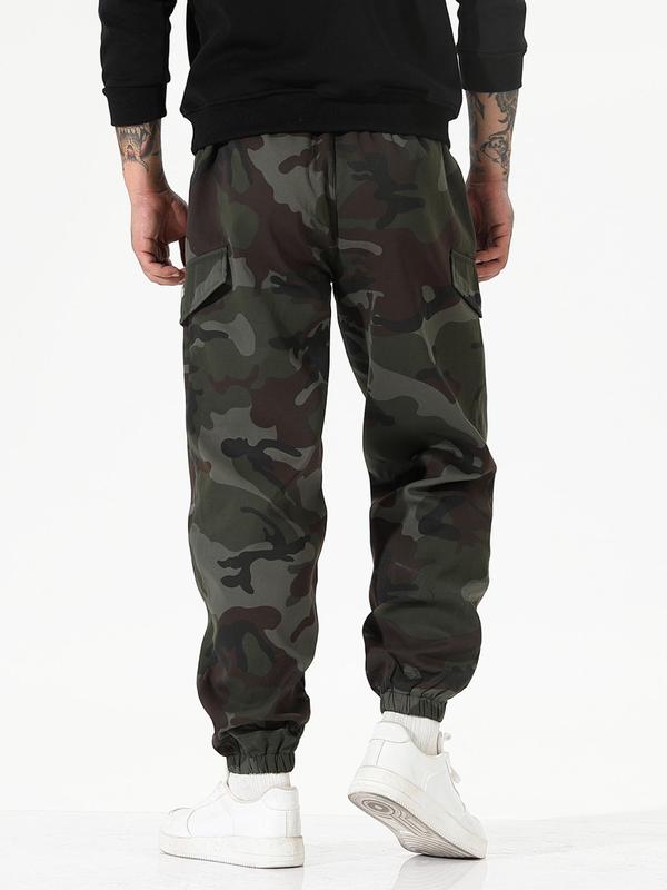 Men's Camo Print Drawstring Waist Jogger Pants, 2024 New Style Regular Fit Casual Pocket Trousers for Fall & Winter, Men's Bottoms for Daily Wear, Pants for Men 1