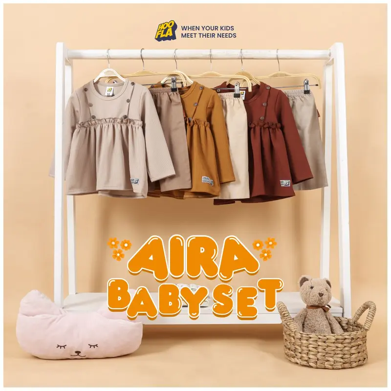 Hooflakids - Setelan Anak Bayi Perempuan Blouse Celana Aira Baby Set Katun 7