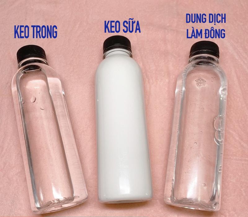 Combo 3 Chai Keo trong + Keo sữa + Dung dịch Làm Đông Slime Activator - Nguyên Liệu Làm Slime