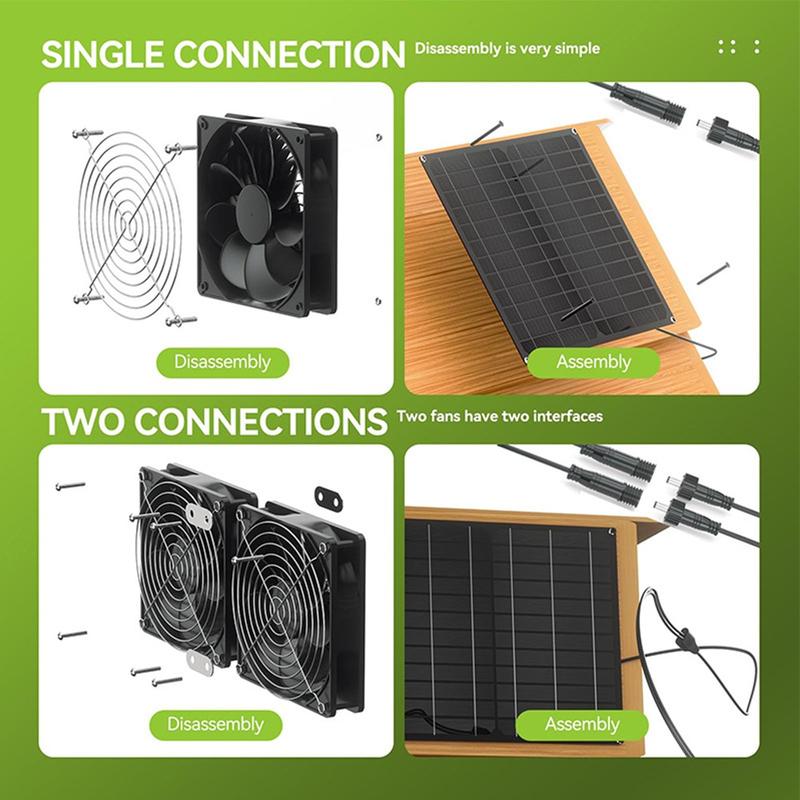 Quạt không thấm nước, 25W, thích hợp cho nhà kính ngoài trời và nhà gà, chạy bằng năng lượng mặt trời 8