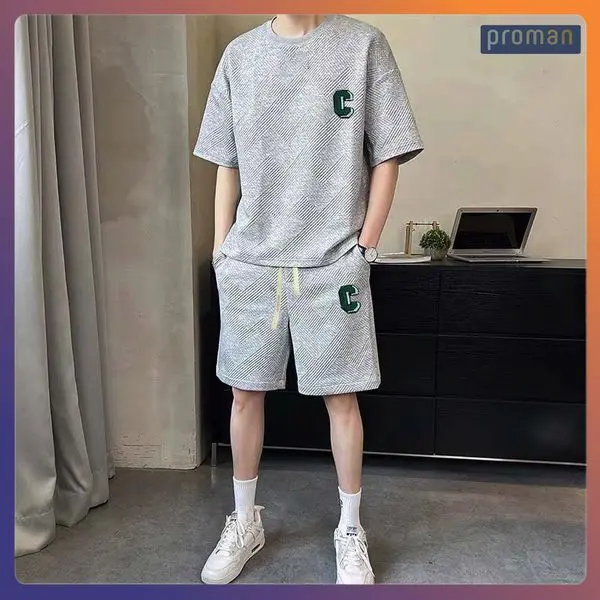 Bộ dồ cộc tay nam xốp vân dày dặn chất Cotton xốp BO06 - PROMAN 0