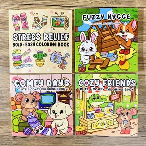 Cartoon Animal Pattern Coloring Book, 4 Counts/set Stress Relief Coloring Book, Kill Time Graffiti Painting Drawing Art Book for Adults & Teenager