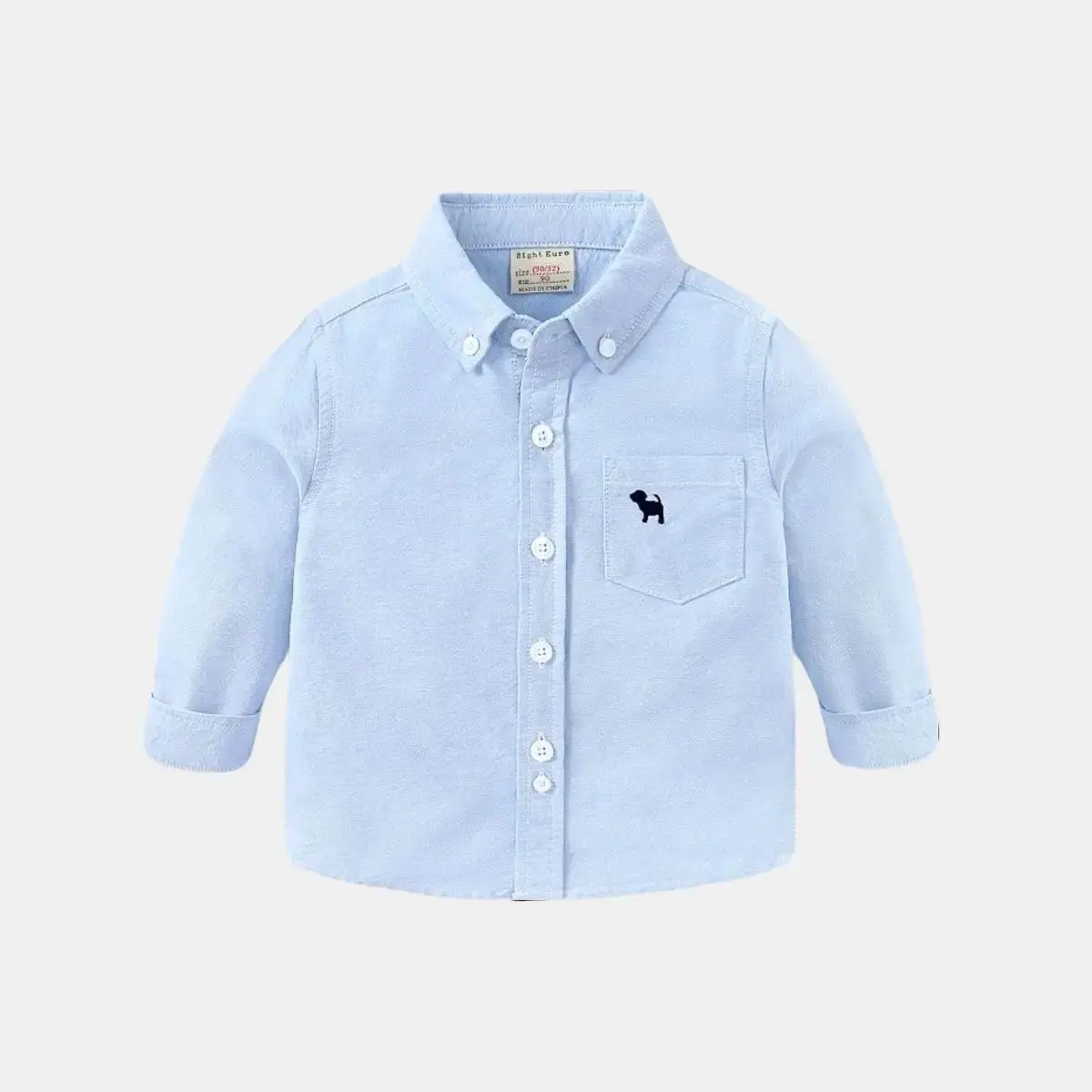 Áo sơ mi dài tay 100% cotton cho bé trai