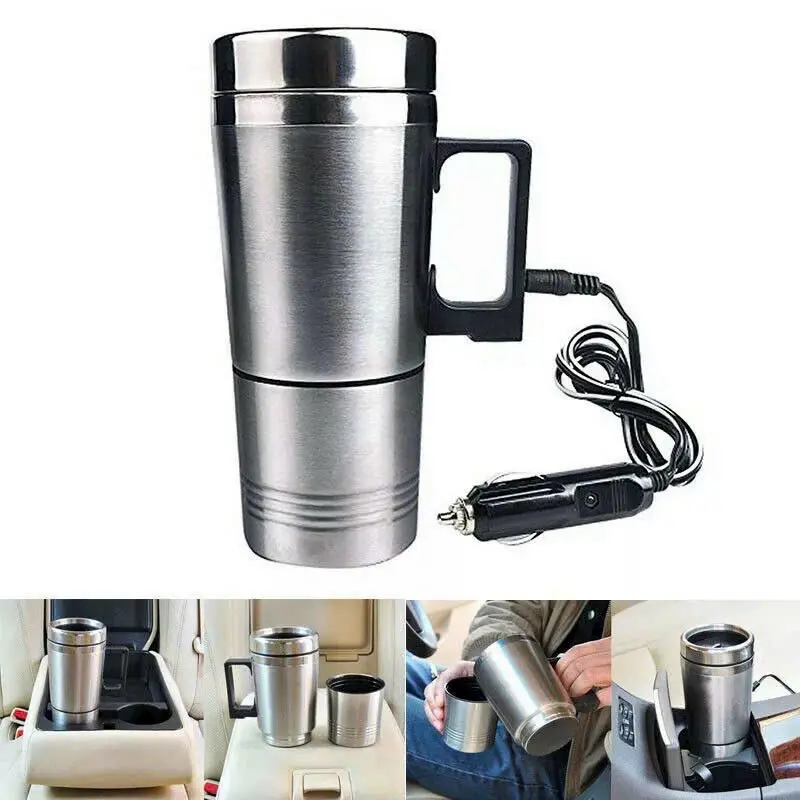 Bình đun nước giữ nhiệt 12V/24V tiện dụng mang theo du lịch, cắm tẩu sạc xe ô tô 500 - 580ml