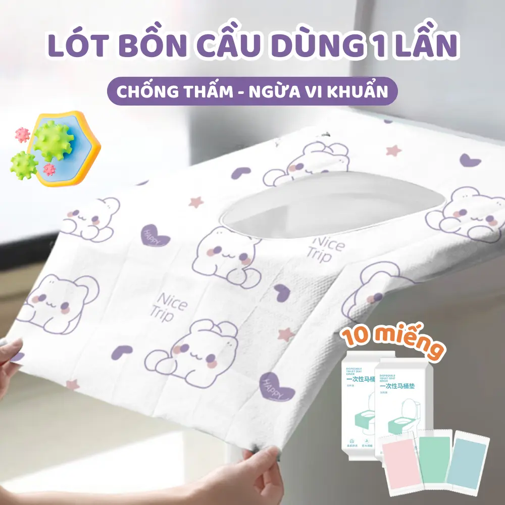 Set 10 Miếng Giấy Lót Bồn Cầu Dùng 1 Lần Tự Phân Hủy Chống Thấm Nước Dính Chắc Chắn Sạch Sẽ