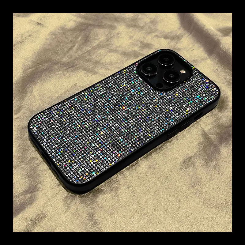 Ottwn Luxury Full Coverage Flash Drill Glitter Diamond Phone Cases for Iphone16 15 14 13 12 11 Pro Max Bling Bling Back X XS XR XSMAX 7Plus Bumper Covers 12/13Mini