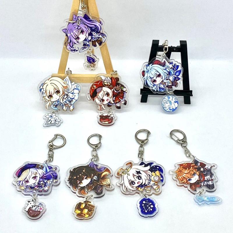 Móc khóa anime Genshin Impact 2 mặt nhựa mica, móc chìa khoá Acrylic mô hình nhân vật game dễ thương