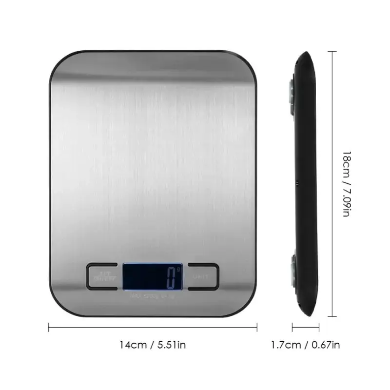 Kitchen scale, stainless steel, food scale, LED electronic scale, cake scale, digital scale, available in 5 / 10kg