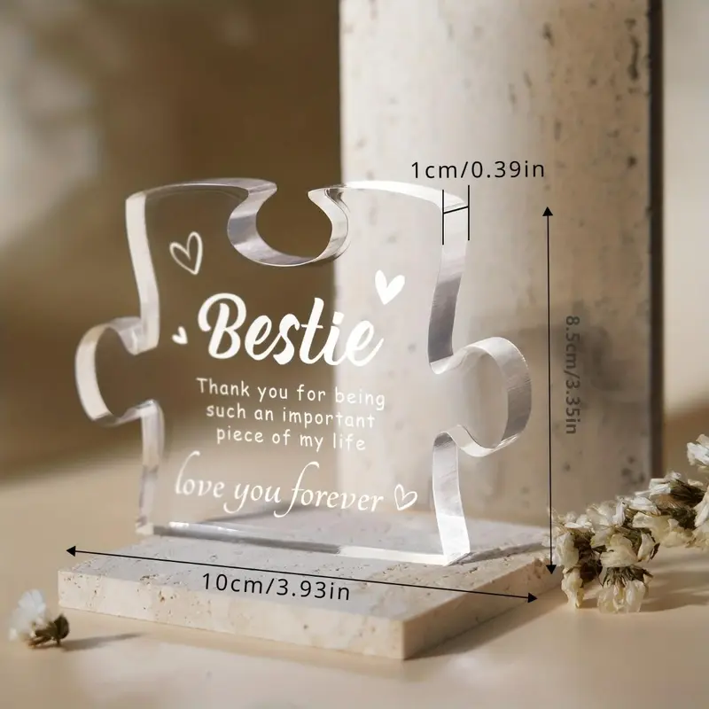 Creative Puzzle Design Desktop Ornament, 1 Count Acrylic Ornament for Bestie Sister, Room Decor, Home Decor Supplies, Home Decor Ideas 1
