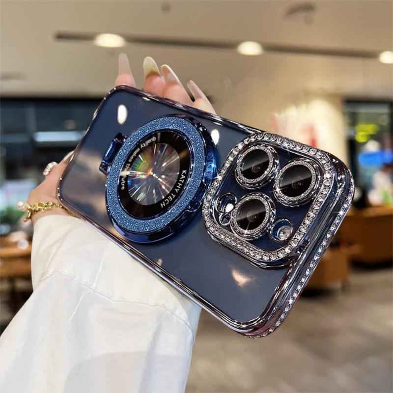 Product Introduction of Fashion Camera Design Phone Case with Lens Protector, Rhinestone Decor Phone Protective Cover, Phone Accessories Compatible with iPhone 12 13 14 15 16 Plus Pro Max, Casing 1