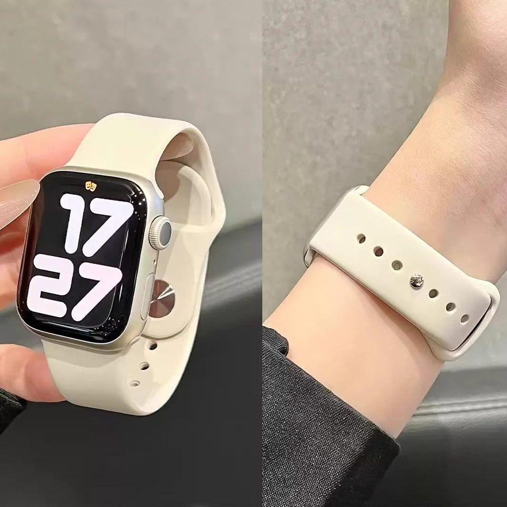 Tali Jam Tangan Sport Silicone Strap for Apple Watch Strap SE Ultra 3 2 Series 11 10 9 8 7 6 5 4 3 IWatch 49mm 46 45 44 42 41 40 38mm Soft Replacement Rubber Band Accessories for Smartwatch I8 S10 S8 S9 Pro Max T900 T800 Ultra 8 MAX 9 PRO S20 T500