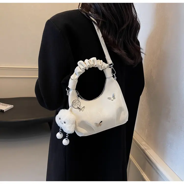 Túi cầm tay quai xách đeo chéo quai nhúm da nhung tặng charm mây dễ thương tiểu thư Hiếu Túi Store 587 Bag Nữ Chữ Nhật 2